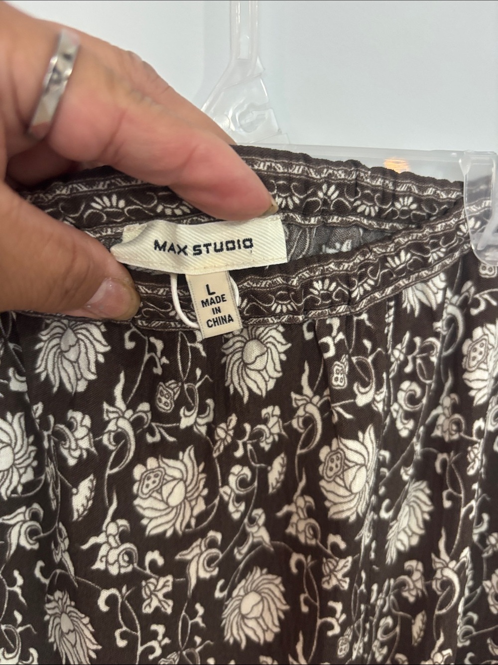 Max Studio Brown Maxi Skirt with Cream Floral Print - Picture 2 of 14